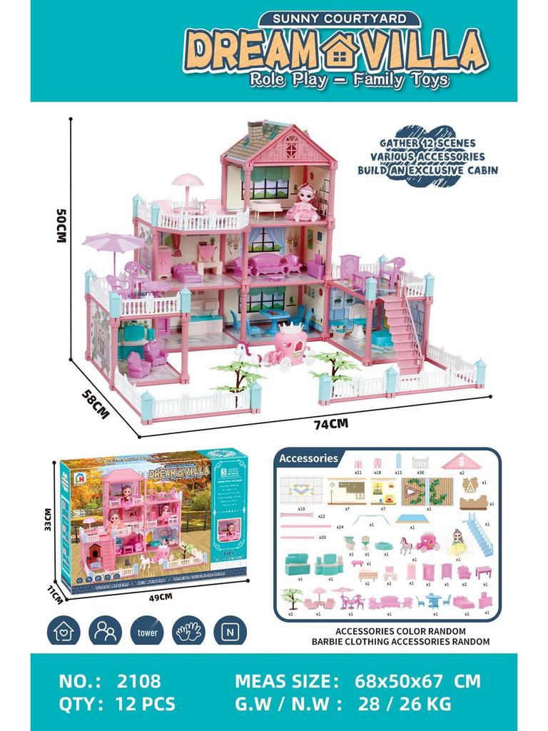 Children's Dreamy Princess Castle DIY Playhouse Building Set Gift Box