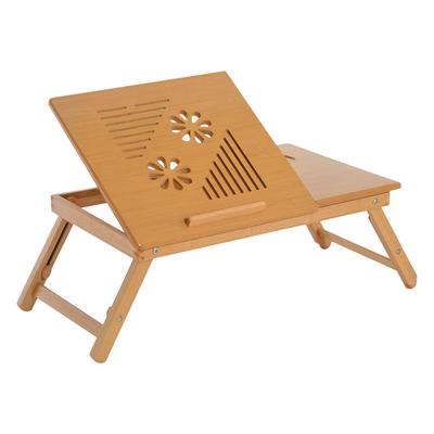 Bed Table Tray for Laptop In Bamboo Wood Tiltable Foldable Height-Adjustable Tray Natural