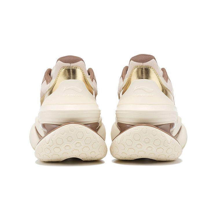Li-Ning 1990 Classic Series Lightweight High Resilience Non-Slip Low-Top Running Shoes Women sneaker Yellow-Brown ALFT016-1
