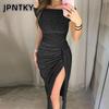 JPNTKY Moda Estiva Primavera Colore Unico Stampa Manica Corta Abiti Casual