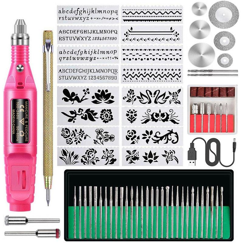 Mini Electric Nail Drill USB Rechargeable Portable Cuticle Pusher Polisher Pen Manicure File Kit