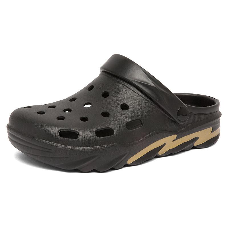 Large Size Slippers 45 Size Beach Shoes Men's Hole Shoes One-word Sandals Household Thick Soles Increase the Height of Anti-skid Stepping On Shit