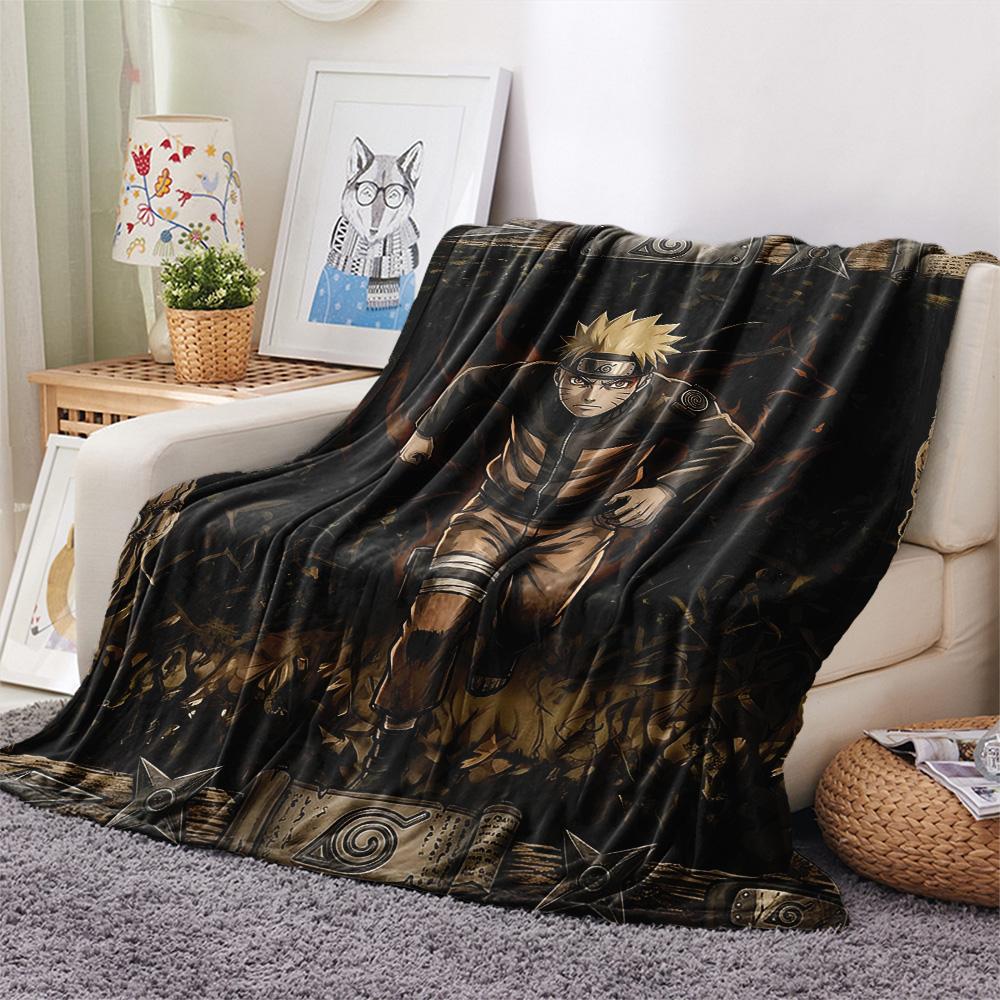 1PC Naruto Fire Determination Patterned Flannel Blanket Suitable For All Seasons For Home Decor Warmth And Comfort Gifts Holiday Present
