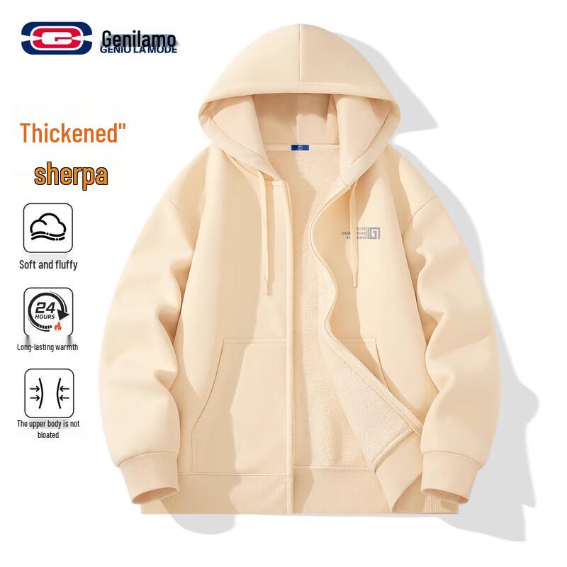 

GENIOLAMODE Men s Winter Plush-Lined Hooded Zipper Sweatshirt 3XL