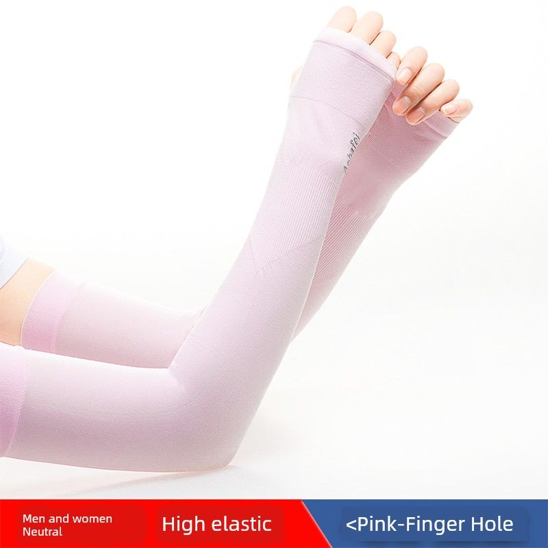 

10 Pairs | Ice Summer Sun Protection Female Male Oversleeve Arm Guard Arm Sleeves Ice Silk Summer Sleeve Gloves Thin Open Pink 10 pairs One size
