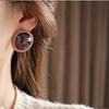 Rhinestone Round Shape Earrings Geometry French Style Earrings Sweet Vintage Purple Earrings  Party