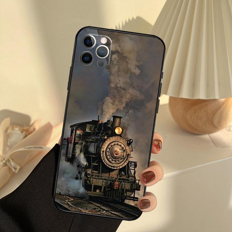 Classic Steam Train Railway Case For iPhone 11 12 13 14 15 16 Pro Max Cover For iPhone 13 12 Mini XR X XS Max Plus