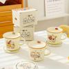 Cute Breakfast Cup with Coaster Set Cartoon Ceramic Cup Birthday Gift Mug Girl Water Cup Souvenir