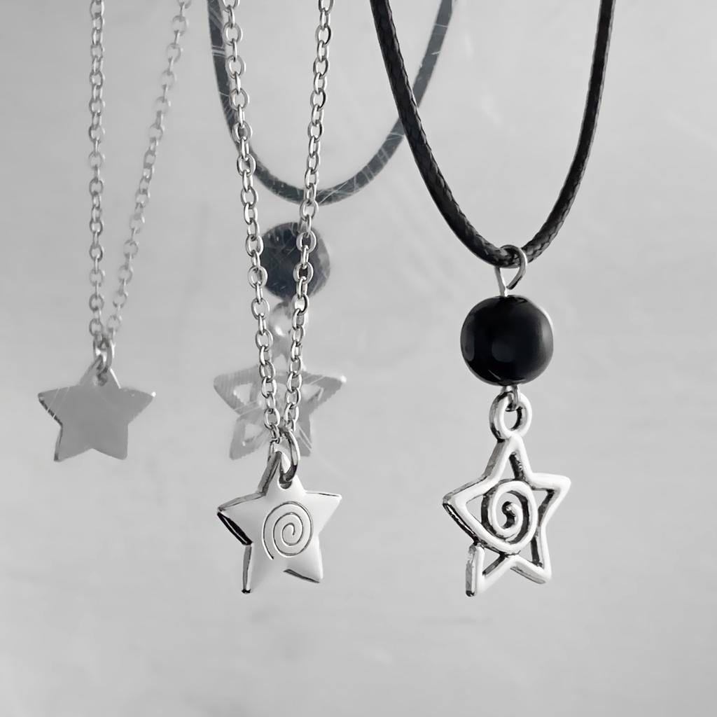 Vintage Swirl Star Pendant Necklace for Women Men Fashion Alloy/Wax Rope Collarbone Chain Aesthetic Jewelry Accessories