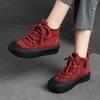Solid Color Short Boots Casual Versatile Thick Sole Flat Shoes Genuine Leather Women's Shoes