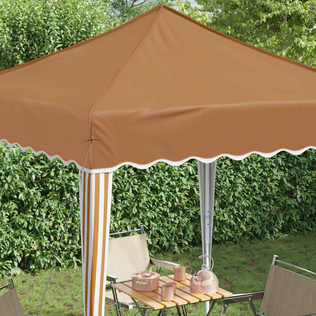 Pop Up Party Tent 195 X 195 X 245 Cm Beige Oxford Fabric