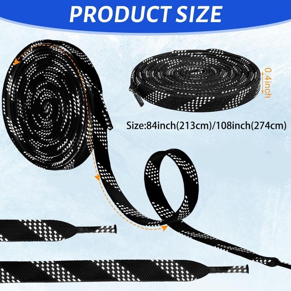 84/108inch Hockey Skate Laces Dual Layer Braid Reinforced Waxed Tip Skate Shoe Laces Durable Hockey Accessories Skating