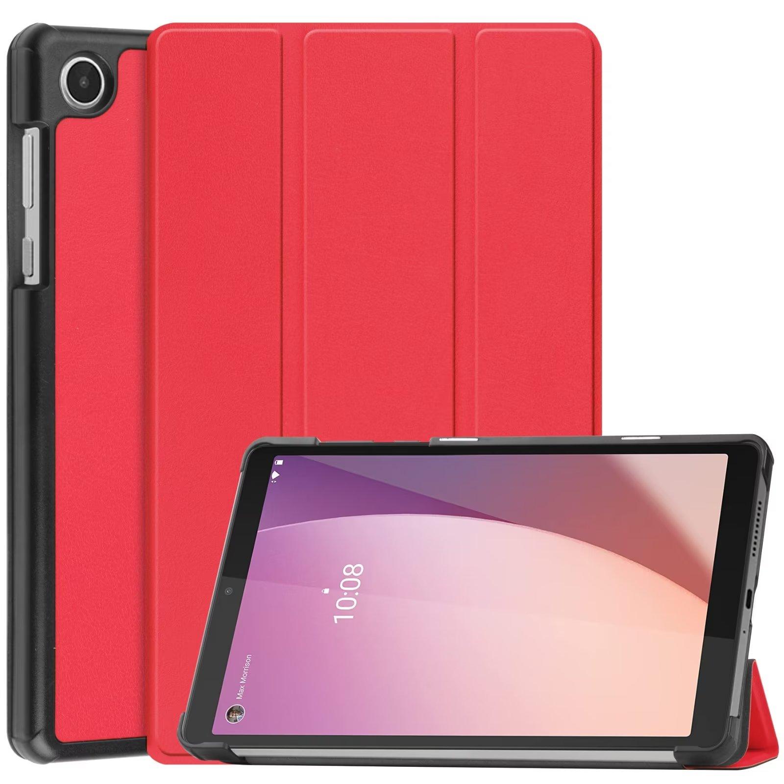 

Чехол-подставка для планшета Lenovo Tab M8 4-го поколения, чехол-подставка для Lenovo tab m8 TB-300FU, 8,0 дюйма, тройной складной чехол из искусственной кожи, 2023 M8 4th Gen 8inch красный