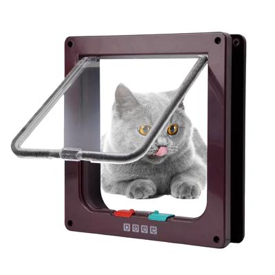 Cat Flap Door with 4 Way Security Lock Puppy Kitten Safety Pet Door ABS Plastic Small Pet Gate Pet Door and Sliding Door