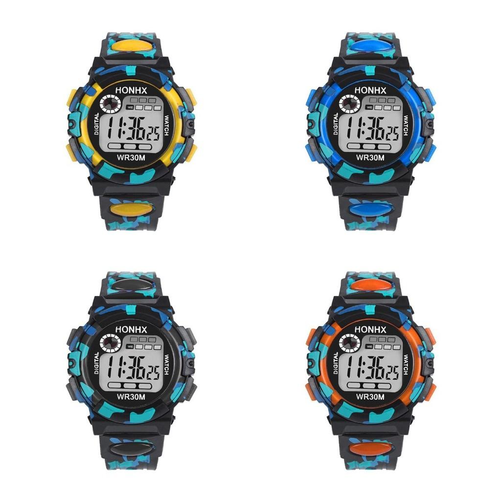Honhx Men's Multi-functional Led Sports Watch In Stylish Camouflage Design For Students And Kids With Waterproof Features And Night Light