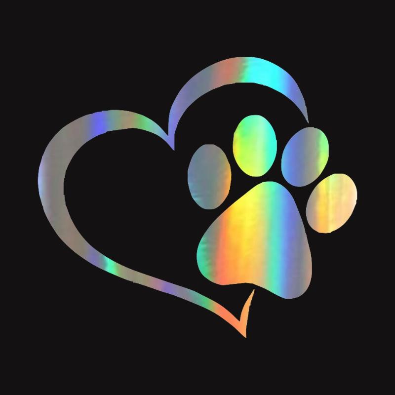 Love Heart Dog Paw Footprint Highly Reflective Sticker for Car Window Bumper Night Driving Warning Sign Reflector Animal Decal