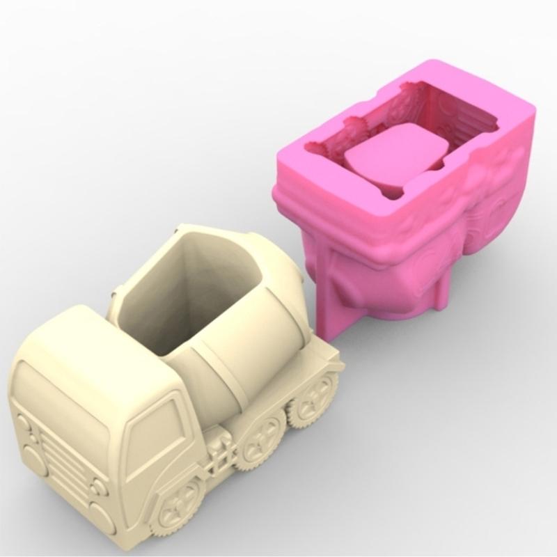 Mud Tanker Pen Holder Silicone Molds Table Ornament Mould Plasters Making Tool Succulent Planter Mold Easy to Clean