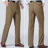 Men’s Breathable Casual Pants Cotton High Waist Lightweight Straight Trousers for Male Comfortable Fit Loose Business Work Dress Pant with Pocket