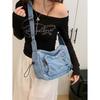 Korean Denim Casual Crossbody Bag, Women's Underarm Charter Car Bag, 2026 Autumn/winter New Multi Pocket Shoulder Bag