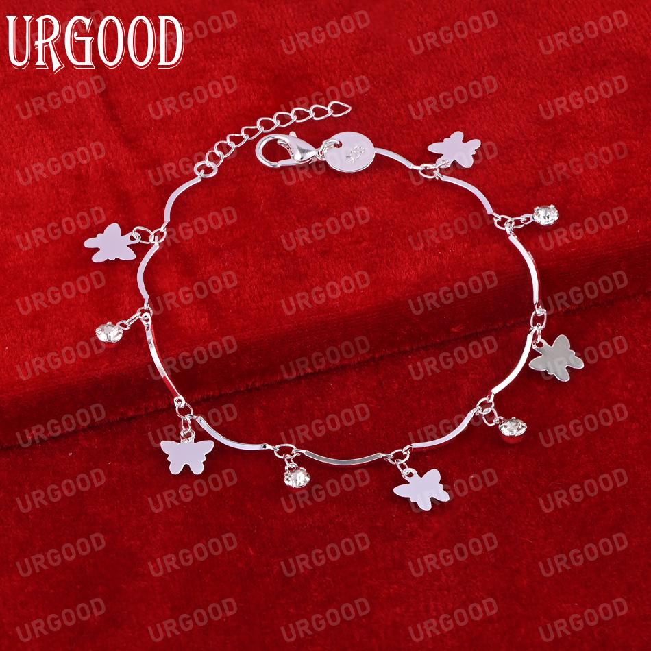 925 Sterling Silver Butterfly AAA Zircon Bracelet Fashion Jewelry