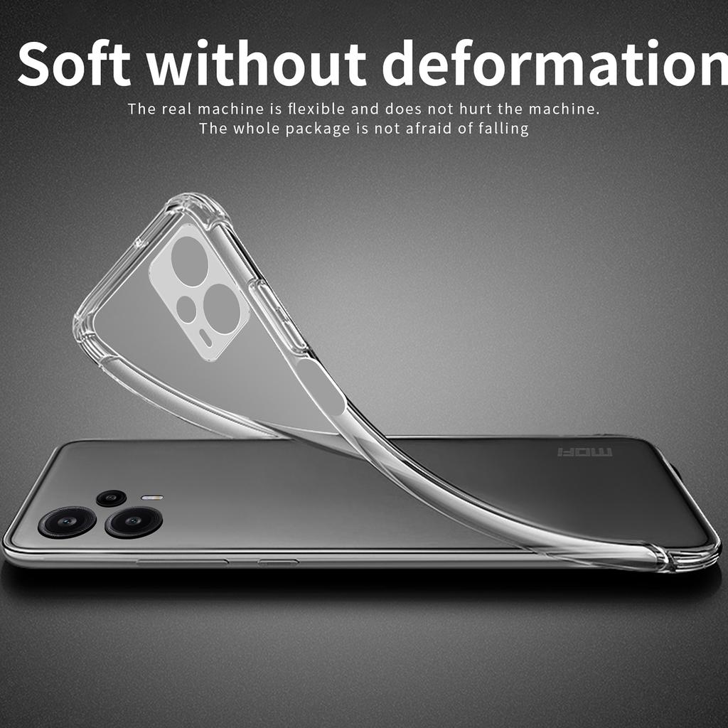 MOFI For Xiaomi Redmi Note 12 Turbo/Poco F5 5G Transparent TPU Protective Case Shockproof Phone Cover