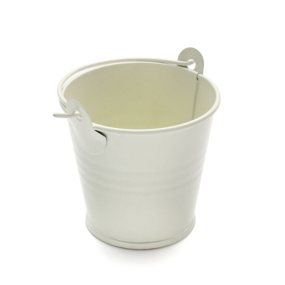 Solid Color Barrel Iron Storage Basket Simulation Mini Bucket  Outdoor