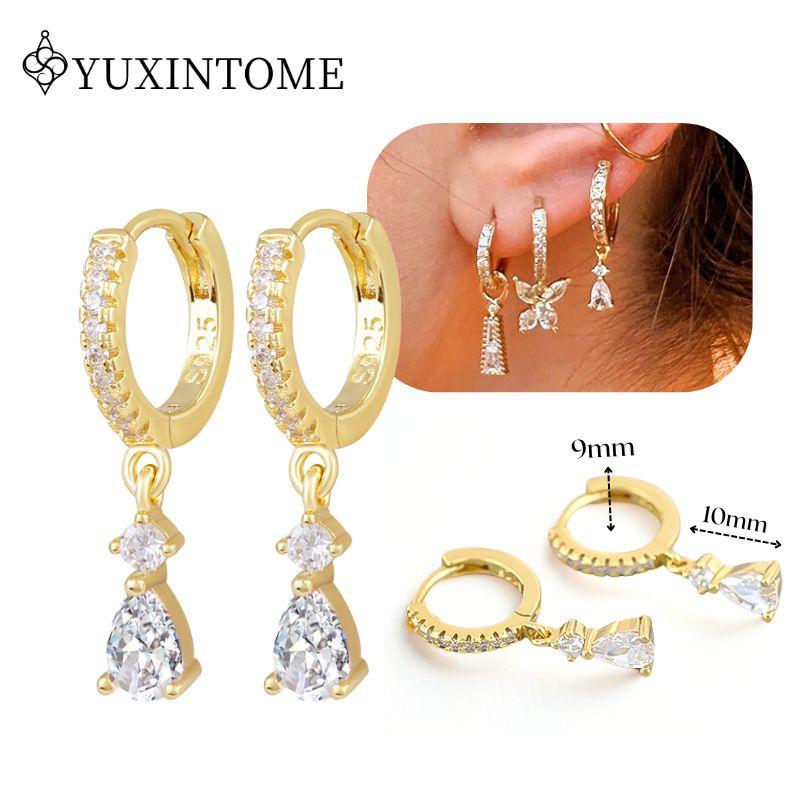 Dames 925 Zilveren Oorstekers Kristal Zirconia Waterdruppels Stud Hoops Goud Huggie Oorbellen Premium Luxe Feest Sieraden
