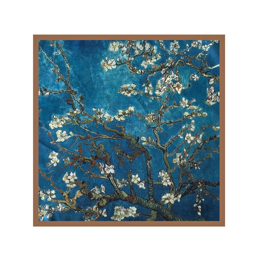 Summer ethnic style flower silk scarf women's neck small square scarf 61cm herringbone soft small scarf neck protection scarf