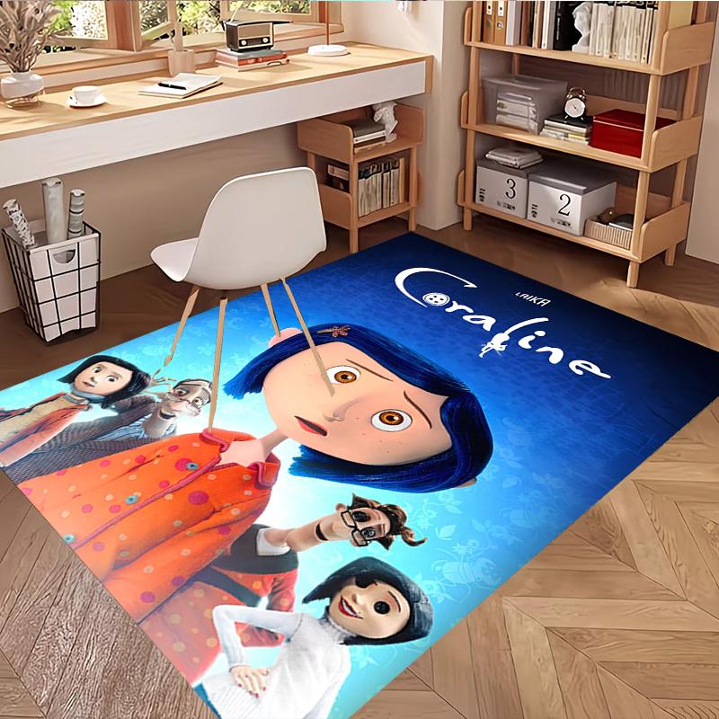 Coraline Print Rug, Washable Floor Carpet, For Entryway Dorm Laundry Room Office Study, Home Decor Birthday Christmas Gift