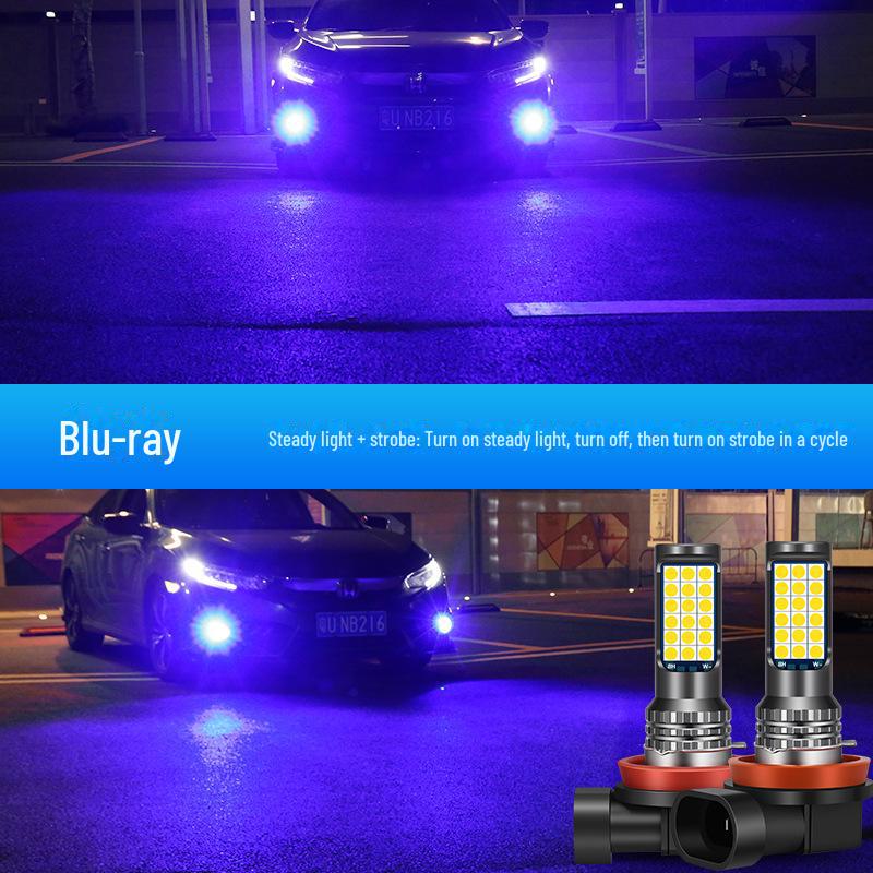 Automotive LED Tri-Color Front Fog Lights H3, H7, 9005, 9006, H11 - Easy Installation
