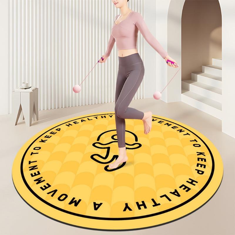 Fitness Round Mats Pink Yellow Black Colors Movement Design Non Slip Exercise Carpets for Home Workout