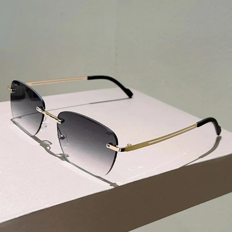 y2k Vintage Rimless Sunglasses Women For Men Luxury Brand Designer Sun Glasses Punk Popular Pink Outdoor Ladies Eyeglasses UV400