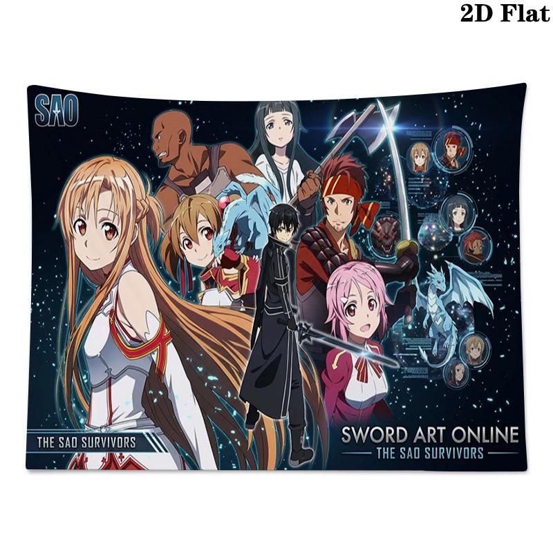 Sword Art Online Wall Tapestry Aesthetic Wall Hanging Printed Fabric Blanket Decorative Tapestries for Bedroom Living Room Home Decor