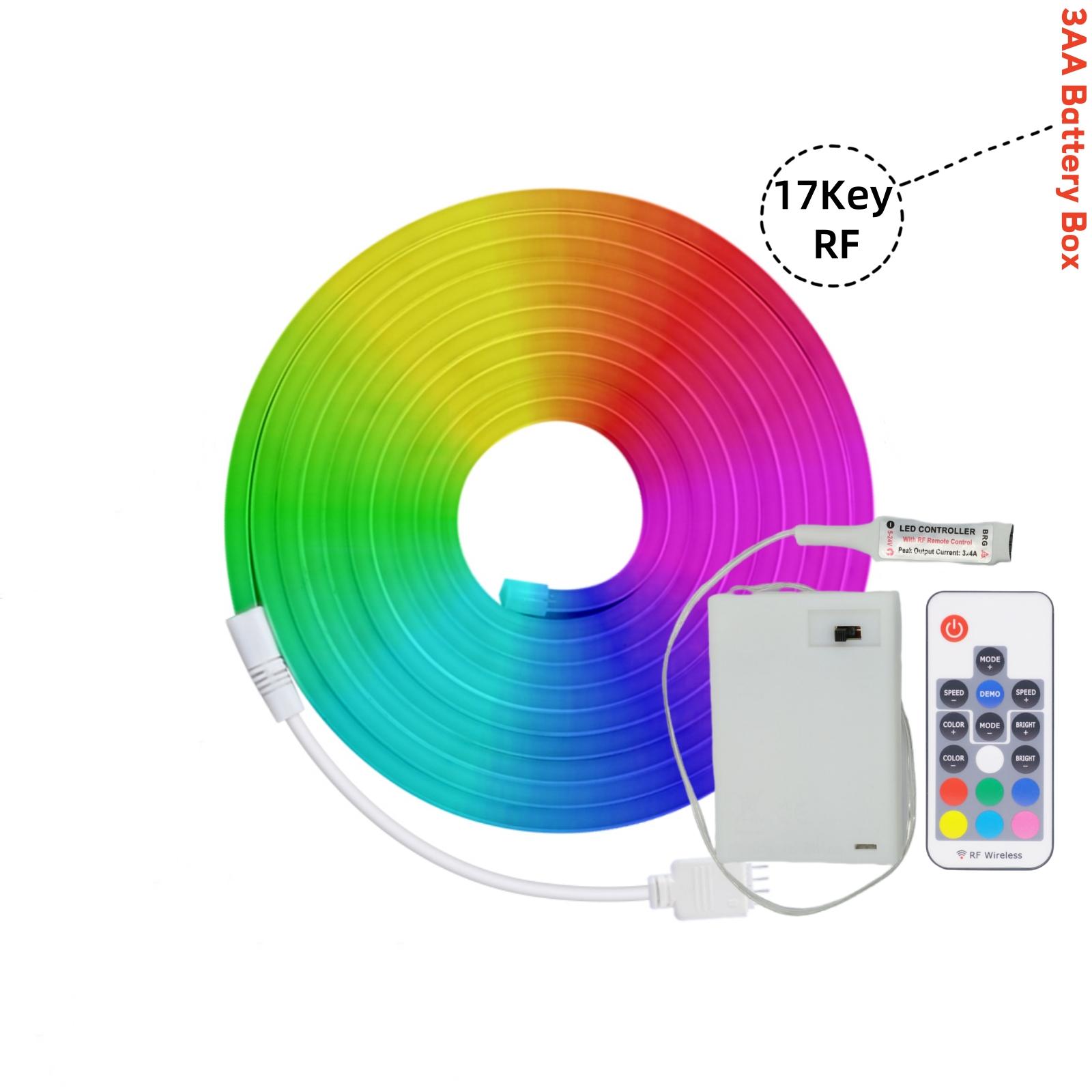 

5V RGB Неоновая лента 1M 2M 3M Коробка для батареек 3AA с Bluetooth пультом управления Водонепроницаемая гибкая лента для домашнего декора 3m