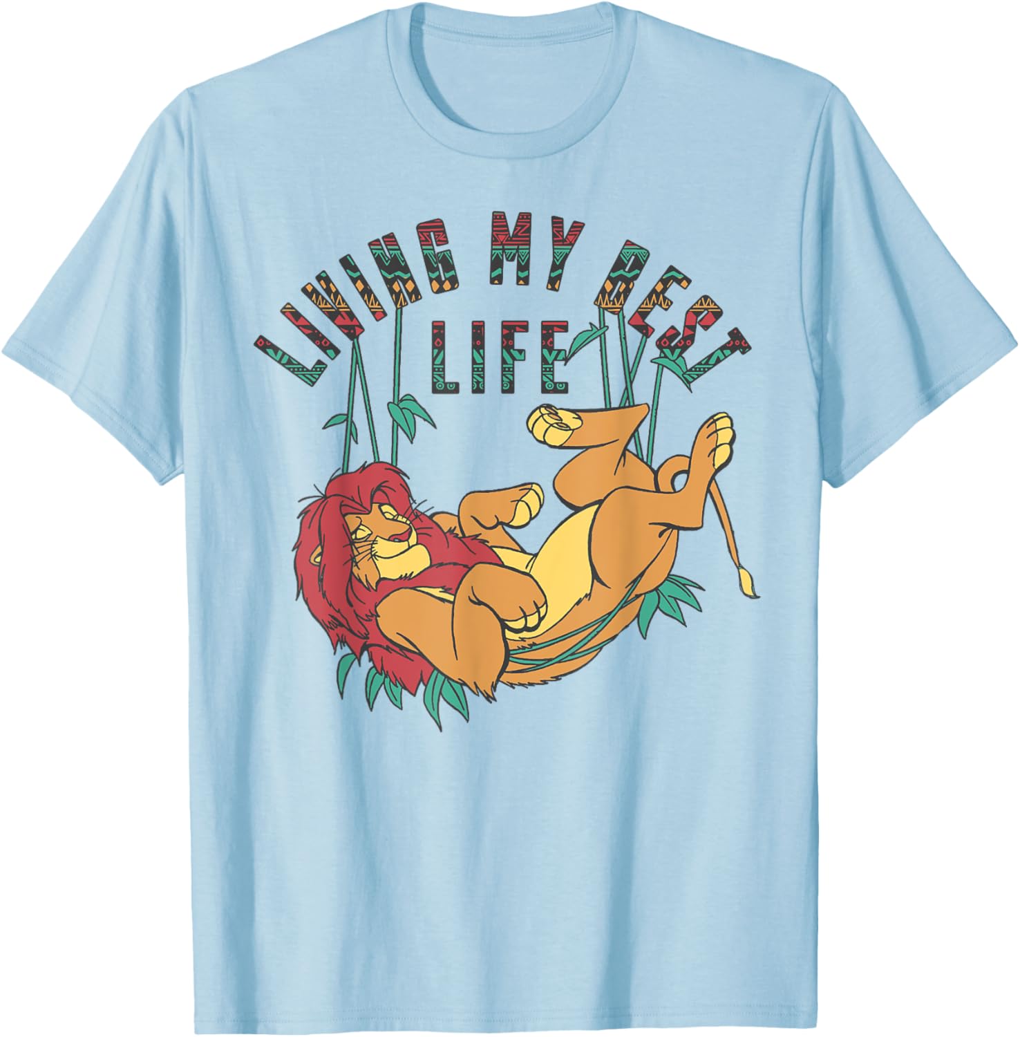 Hot Fashion Casual Disney The Lion King Living My Best Life Simba Text Fill T-Shirt S-4XL Summer S
