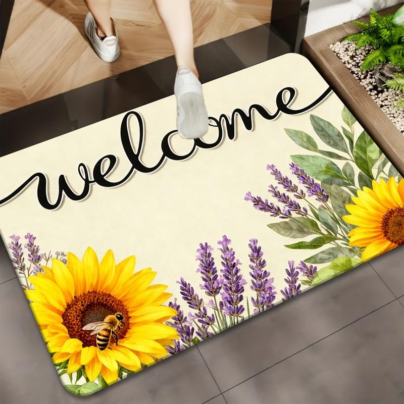 Colorful Songbird Branch Watercolor Painting Print Anti Slip Entrance Doormat Nature Wildlife Front Entry Floor Mat