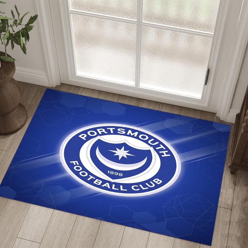 Portsmouth FC Design Crystal Velvet Carpet Cozy Non?Slip Printed Rug For Bedroom Living Room Entrance