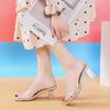 Transparent Heel Slippers Female Shoes Middle Heels