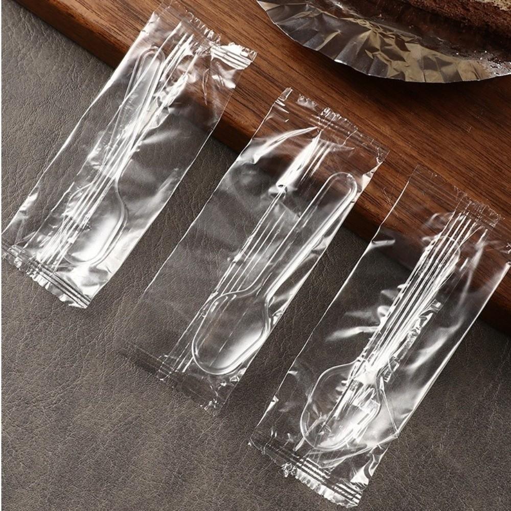 500pcs Disposable Transparent Tasting Spoon Lightweight Disposable Wrapped Spoon Birthday Party