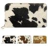 Porta-moedas de couro genuíno de vaca para mulheres, fecho de zíper redondo, compacto, simples, couro de vaca luxuoso, perfeito para mulheres sofisticadas.