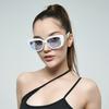 Square Glasses Popular Versatile Semi-Metallic Sunglasses Women'S Retro Chain Wide Legs Sunglasses Men