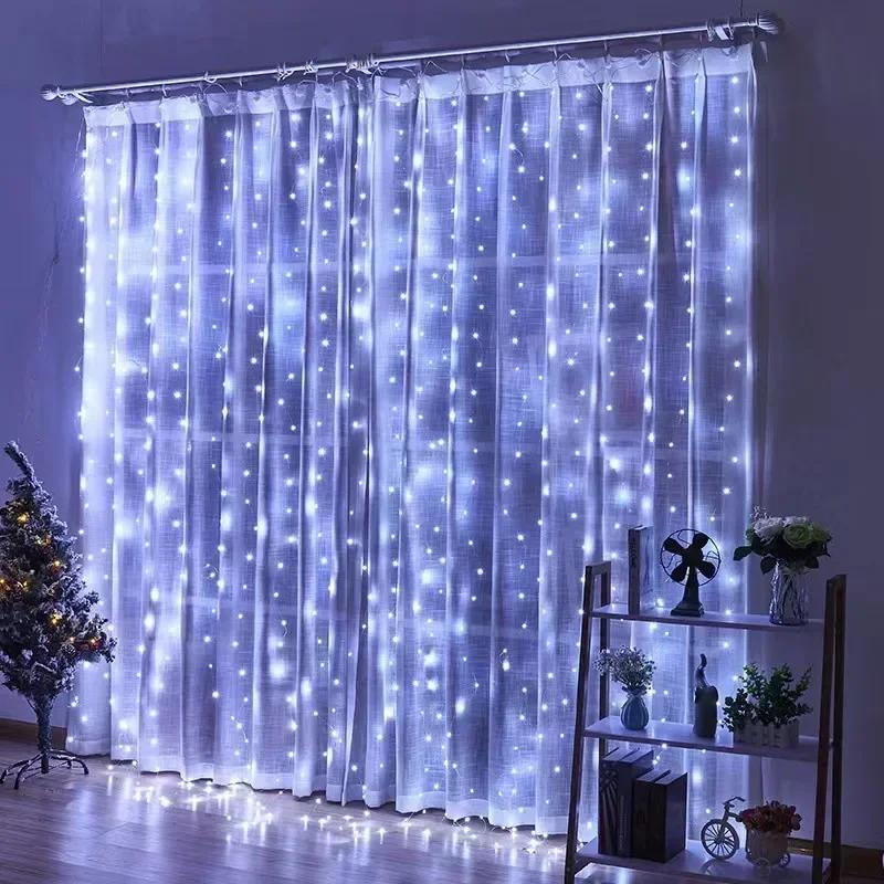 3M 6M Christmas Lights Curtains for Windows Led Fairy Year Light Room String Battery Powered Garland Waterfalls Decorations