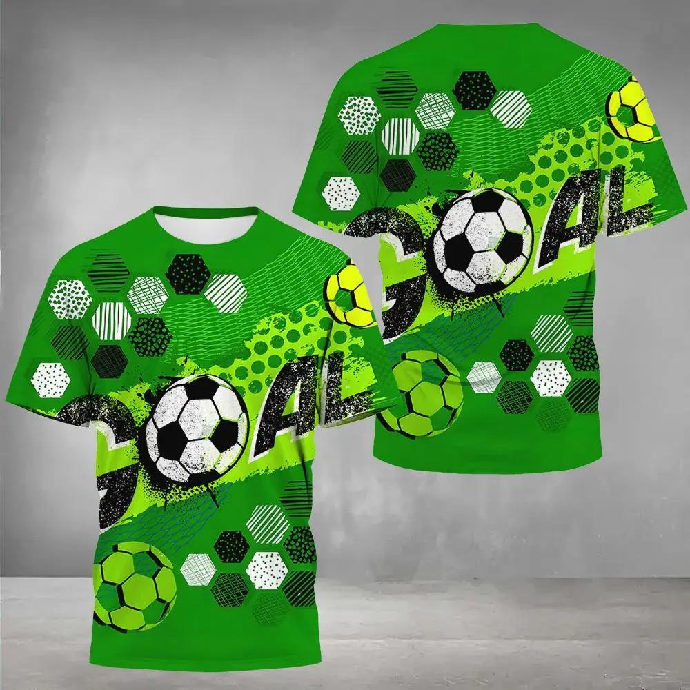 Football Pattern T-shirt Men's Fashion Summer Short Sleeved Street Wear Loose Men's Clothing
