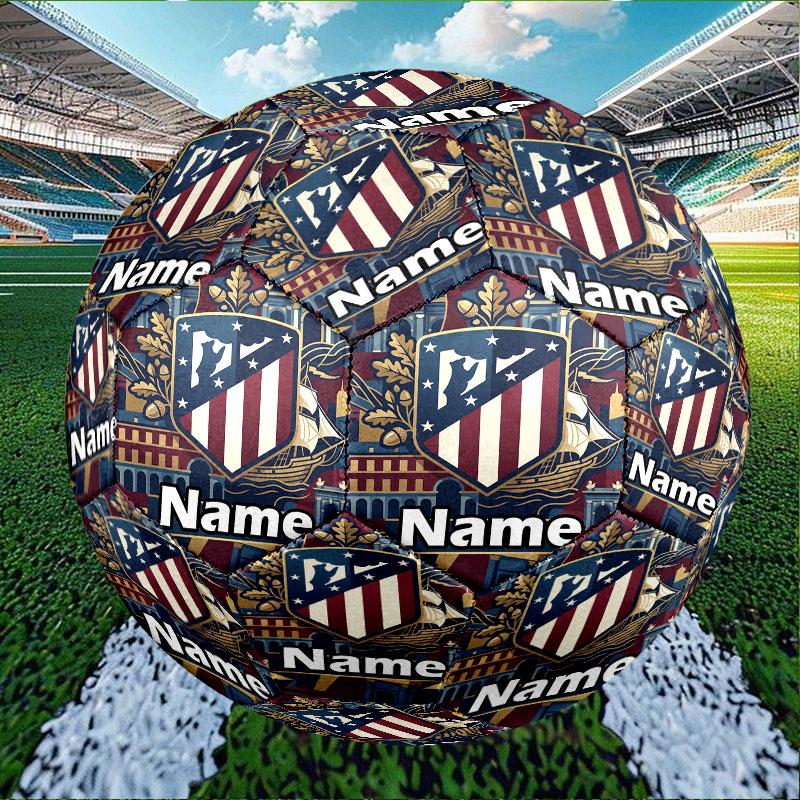 Custom Name Personalized Atletico Madrid Print Size 5 Soccer Ball Training & Match Football, for Team, Kicking, Gift for Football Enthusiasts