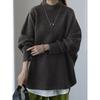 Fall and Winter New Arrival Women's Clothing Loose Slimming Slit Half High Collar Knitwear Pure Color Long Sleeves Pullover Sweater