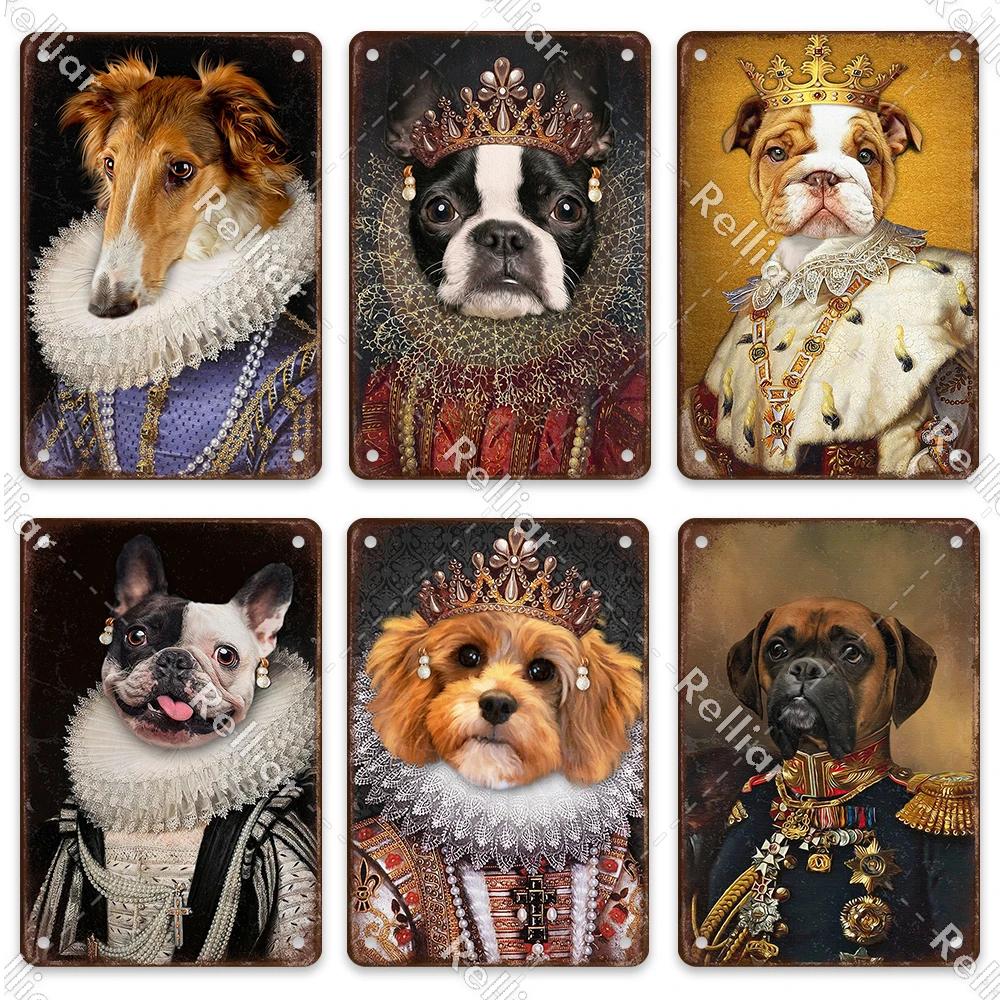 Vintage Style Animals Gentleman Metal Tin Sign Pet Dog Wall Pictures For Living Room Posters Bar Coffee Pet Shop Art Plaque