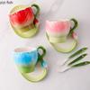 Underglaze Colored Ceramic Mug Tulip Coffee Cup and Saucer Set Flower Teacups Milk Tea Cups Water Glasses Breakfast Cup Milk Mug