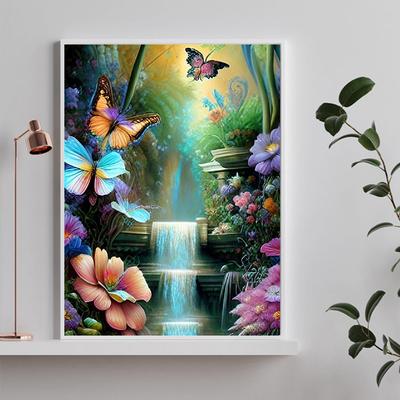 5D DIY Diamantová malba s plným kulatým vrtáním Vodopádová sada Domácí dekorace Umělecké řemeslo