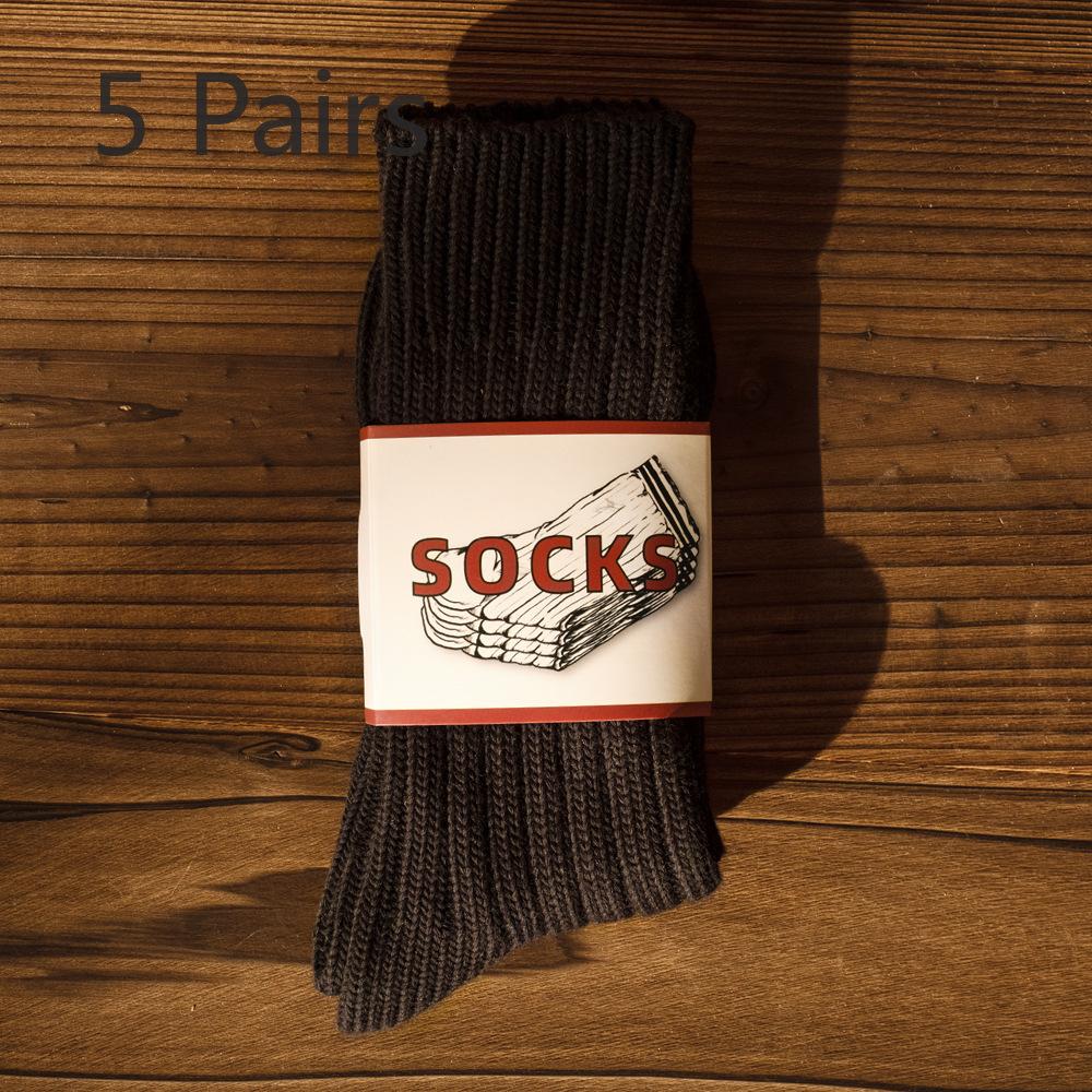 

5 пар мужских носков средней длины из чистого хлопка, однотонных, подходящих друг к другу, на весну и осень 5 Pairs чёрный