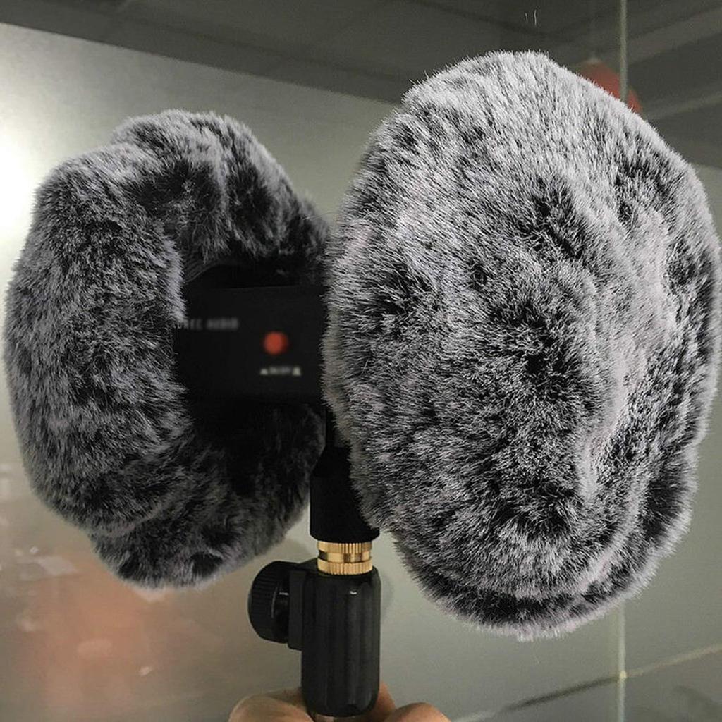 QHRICE Microphone Wind Screen Faux Fur Cover for 3DIO HeadRec Recorder Binaural Microphone Outdoor Dead Cat Fur Front Glass Windshield